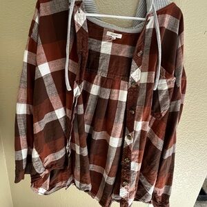 Maurices Kids Plaid Shirt in Brown and White